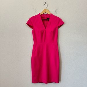 J. CREW V-Neck Bi-Stretch Cotton Sheath Dress in Soft Fuchsia